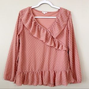 Pinky Swiss Dot Long Sleeve Blouse